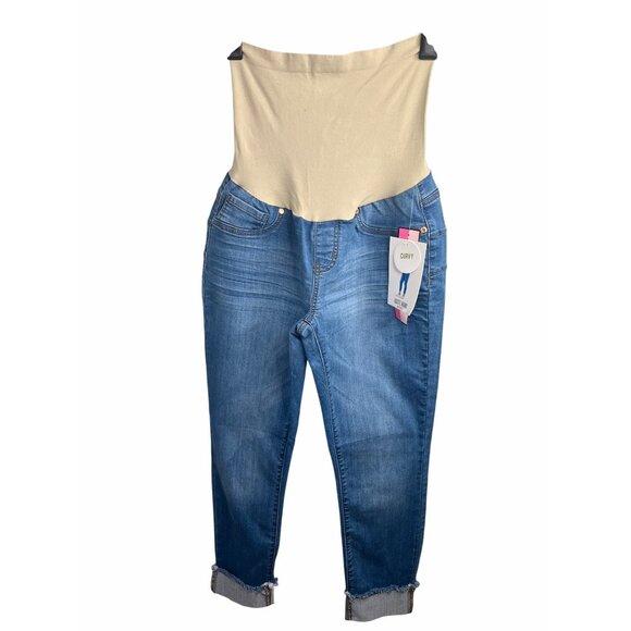 Haute Mama Maternity Curvy Denim Jeans With Stretch Belly Band Size Large - Picture 2 of 14
